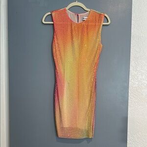 Self portrait rhinestone Gradient Sleeveless Dress